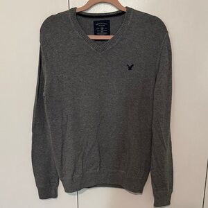 American Eagle Outfitters V-Neck Sweater in Dark Gray